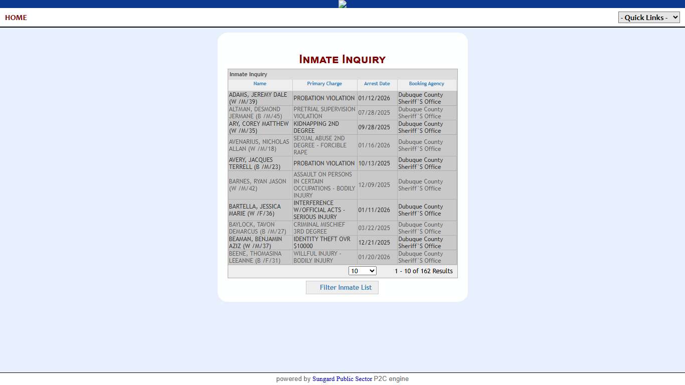 Dubuque Law Enforcement Center P2C - provided by OSSI